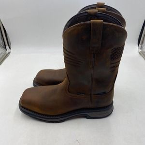 Ariat mens 11D brown leather square carbon toe cowboy work boots